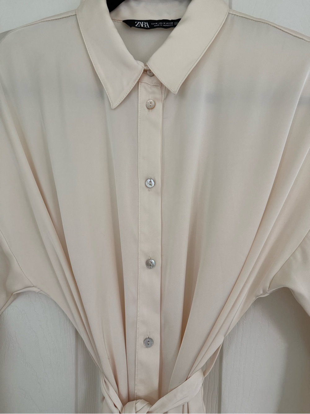 Zara Cream Button-Front Mini Shirt Dress - Picture 4 of 4